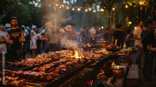 Smoke curls with the promise of deliciousness as flames lick juicy cuts on the grill. Laughter and the sizzle of meat paint a vibrant picture of a backyard barbecue party