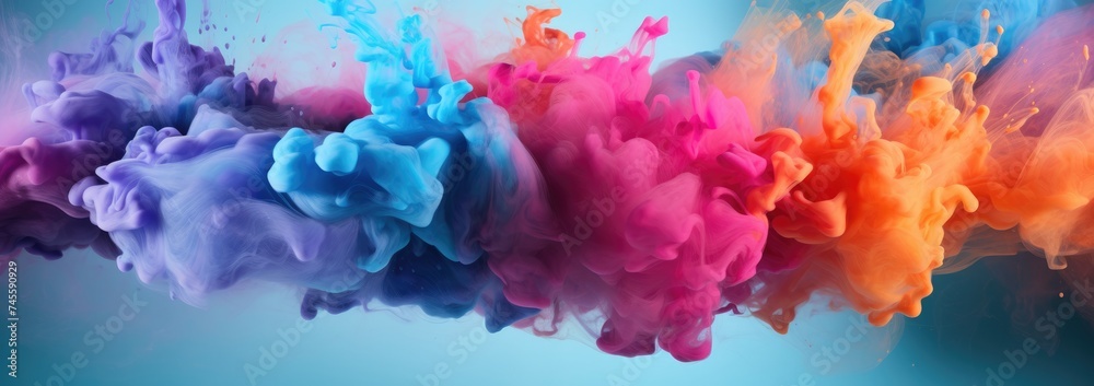 An explosion of colored powder, captured mid-air color explosion of dynamic and energetic abstract background with a sense of movement