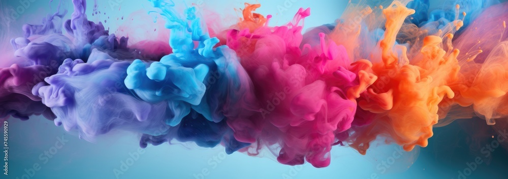 An explosion of colored powder, captured mid-air color explosion of dynamic and energetic abstract background with a sense of movement An explosion of colored powder, captured mid-air color explosion of dynamic and energetic abstract background with a sense of movement