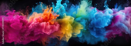 An explosion of colored powder, captured mid-air color explosion of dynamic and energetic abstract background with a sense of movement