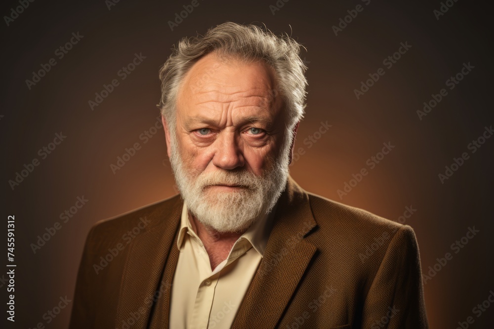 Portrait of a senior man with gray beard. Studio shot. Portrait of a senior man with gray beard. Studio shot.