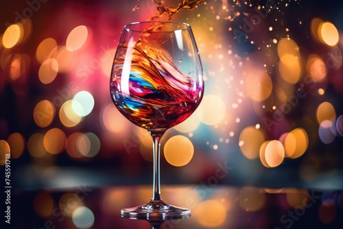 Celebration theme with glass of champagne, wine glass for celebration background 