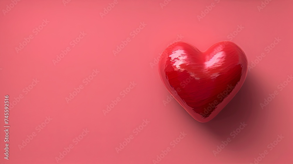 3D heart on pink background, Design for banner, poster, wallpaper, background. space for text