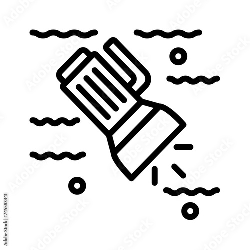 фотографія Vector black line icon for Diving lights