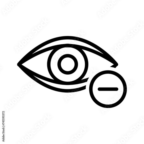 Vector black line icon for Nearsight lens