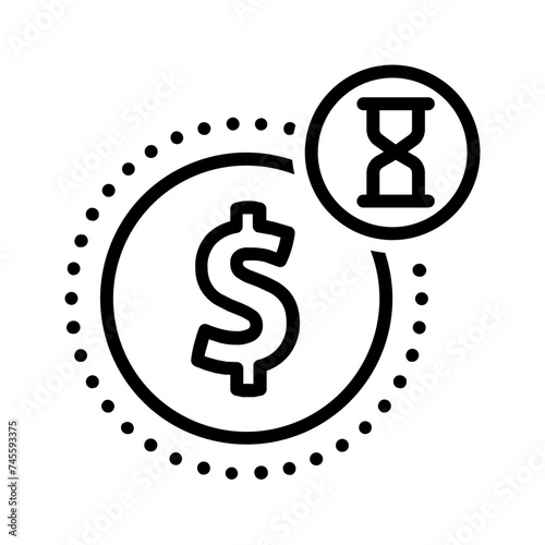 Vector black line icon for Pending payment