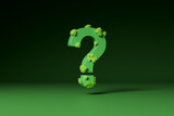Question mark symbol covered with green plants against green background.