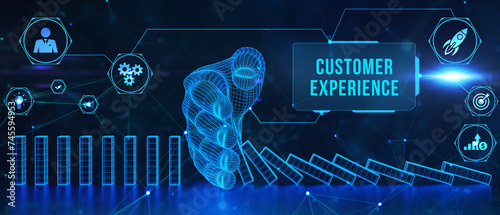 Business, technology, internet and network concept. The future of technology. Virtual screen of the future with the inscription: customer experience. 3d illustration photo