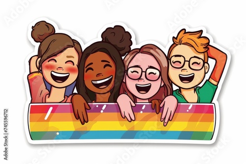 LGBTQ Sticker appreciation sticker design. Rainbow upbeat sticker motive love bond diversity Flag illustration. Colored lgbt parade demonstration lgbtq center. Gender speech and rights fanbase