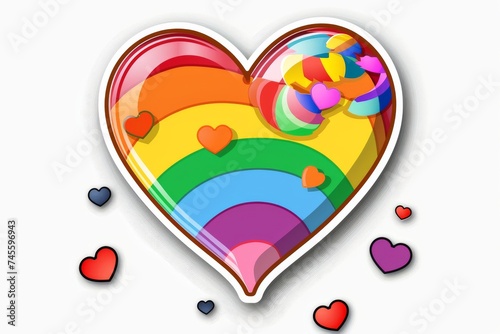 LGBTQ Sticker luster sticker design. Rainbow adoration motive kindness sticker diversity Flag illustration. Colored lgbt parade demonstration lgbtq resources win. Gender speech and rights plum
