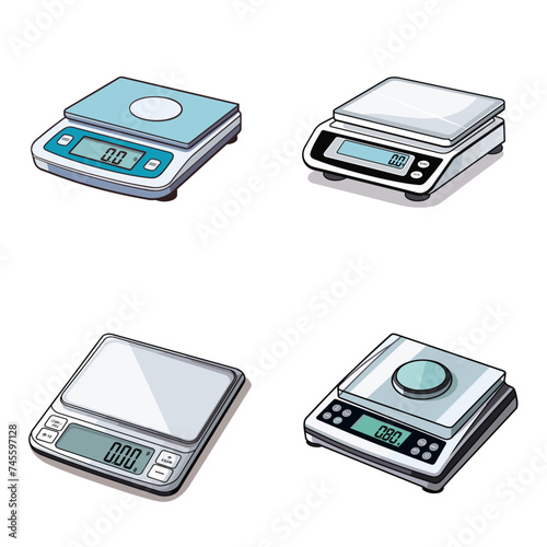 Digital Scale (Precision Weighing Device). simple minimalist isolated in white background vector illustration