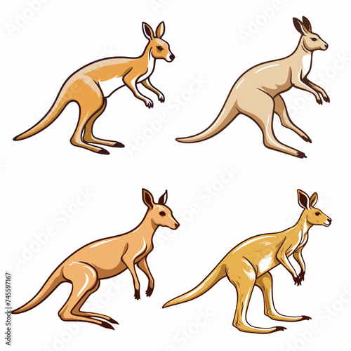 Kangaroo (Jumping Kangaroo). simple minimalist isolated in white background vector illustration