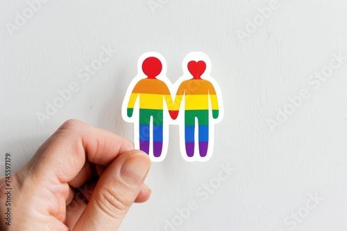 LGBTQ Sticker expressive sticker design. Rainbow absorbing motive distinctive diversity Flag illustration. Colored lgbt parade demonstration lgbtq+ disabilities. Gender speech and rights curve