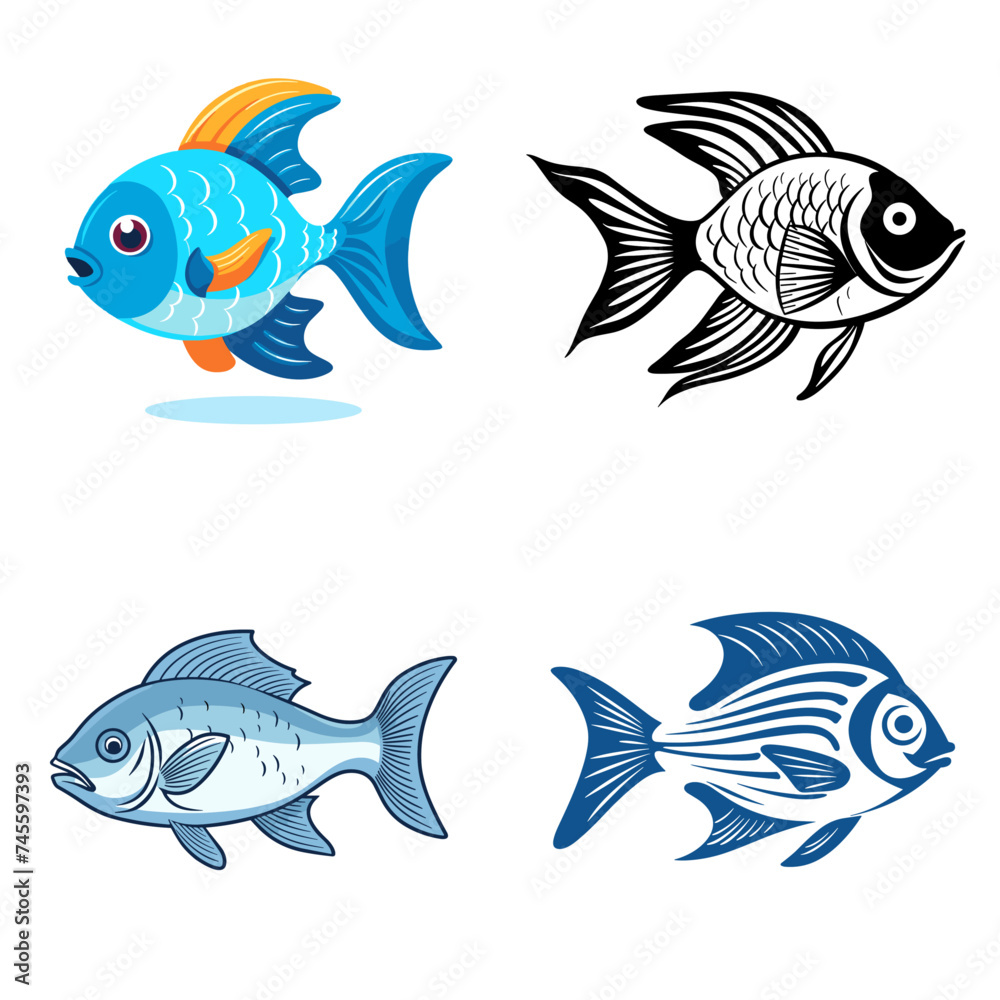 Naklejka premium Fish (Aquarium Fish). simple minimalist isolated in white background vector illustration