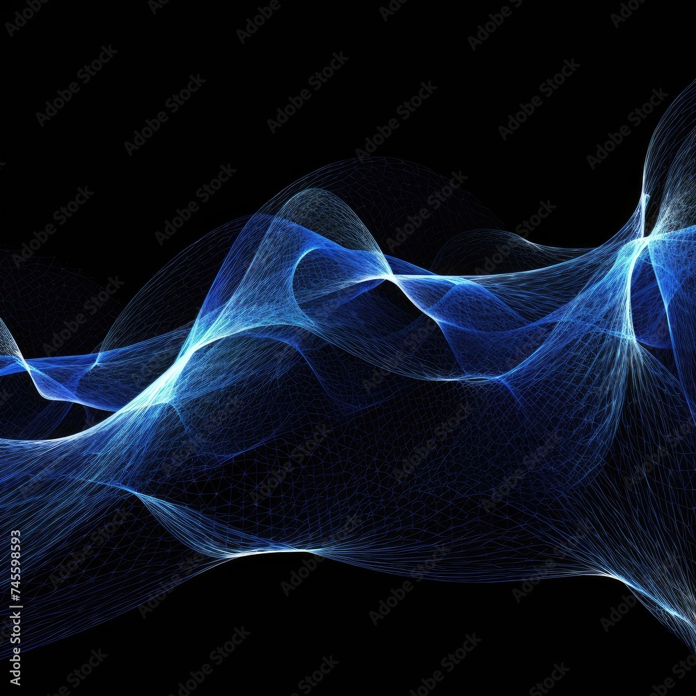 Fototapeta premium Abstract Digital Blue Wave Lines on Black