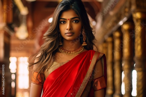 illustration of Real Photo of 20 year old indian hindu girl, Generative ai photo