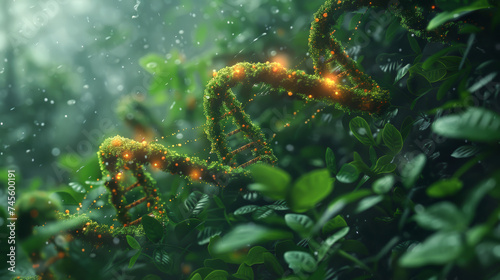A depiction of gene editing technology targeting a DNA strand, symbolizing the future of biotechnology and genetic engineering