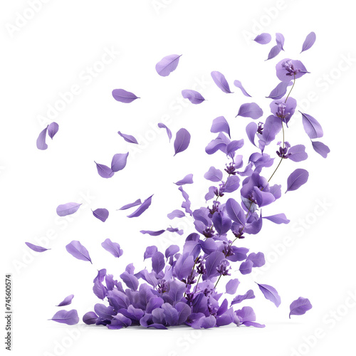 Petals lavender falling in the air, Beautiful flower in nature concept, AI generated, PNG transparent with shadow