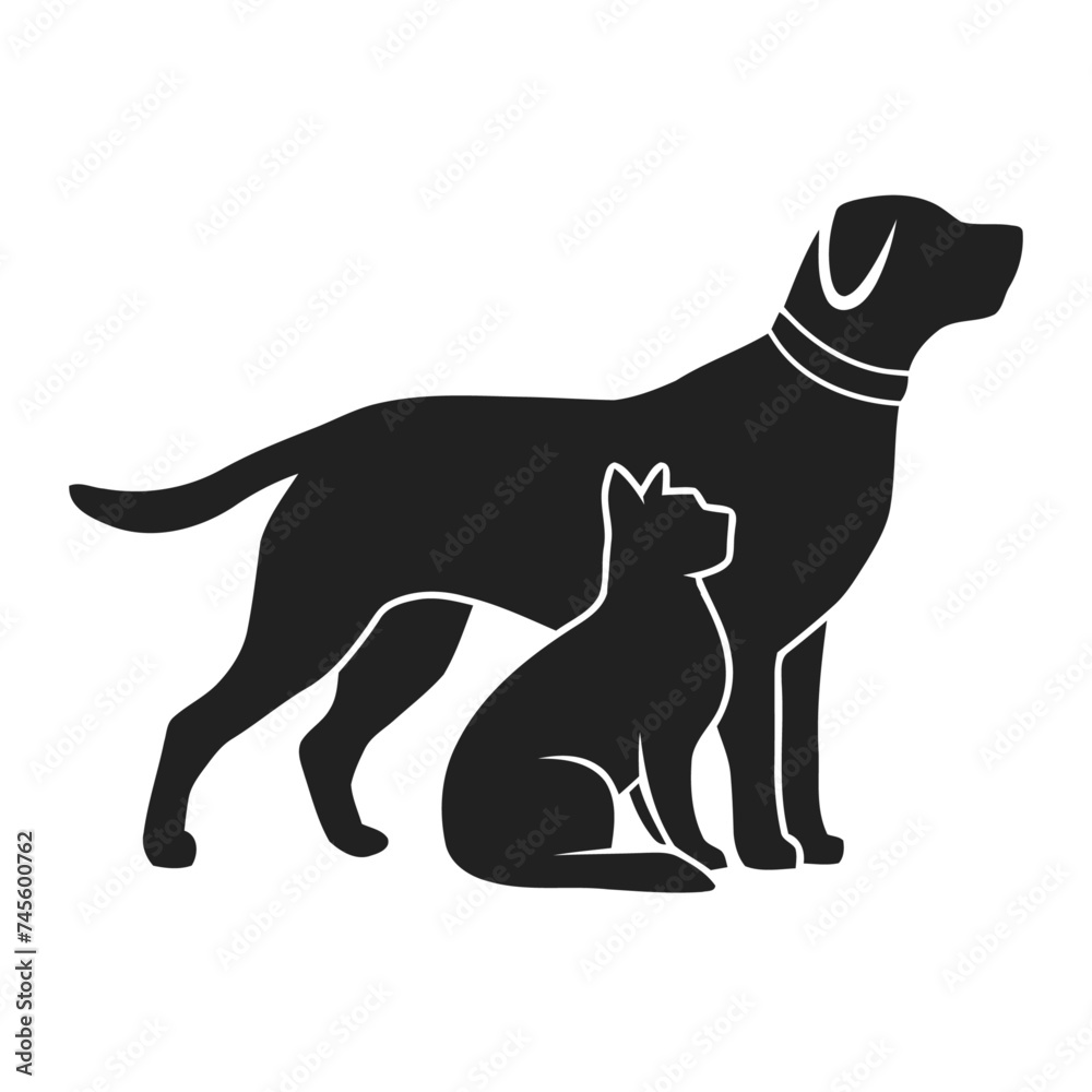 Silhouettes of dog and cat vector
