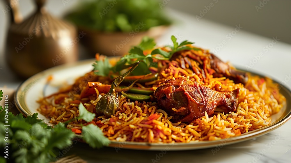 A Plate of Biryani on White Background for Food A Plate of Biryani on White Background for Food