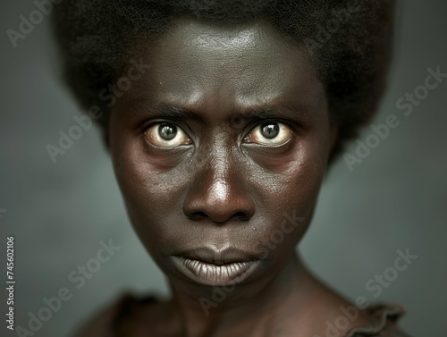 Woman With Dark Skin and Green Eyes