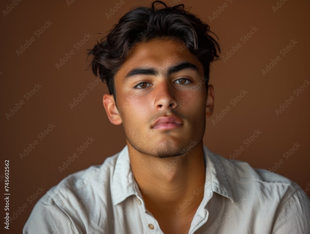 Fototapeta premium Man in White Shirt Looking at Camera
