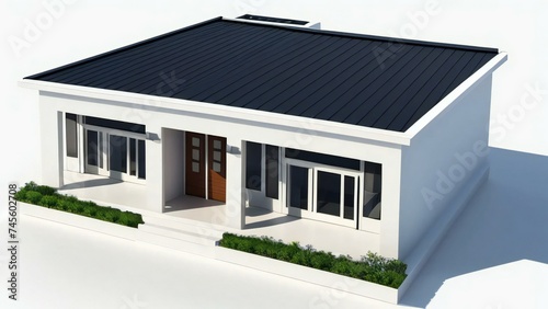 Stylish and compact 3D rendering of a contemporary home design. Concept for real estate or property.