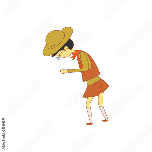 set of children's scout day poses cartoon