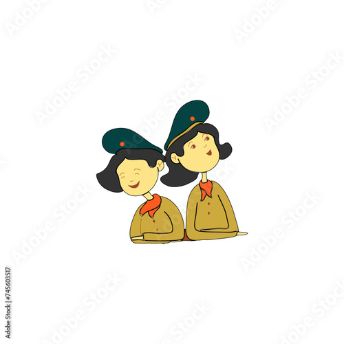 set of children's scout day poses cartoon