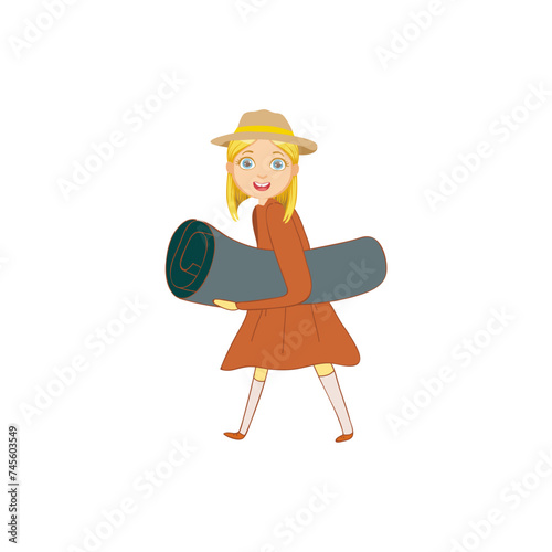 set of children's scout day poses cartoon