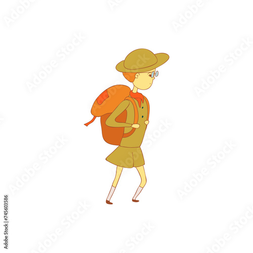 set of children's scout day poses cartoon