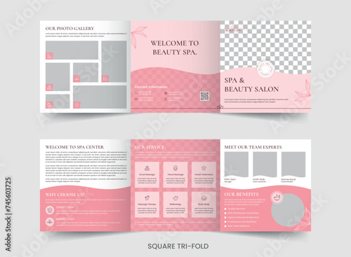 Spa Beauty Saloon Square Trifold Brochure Template Design