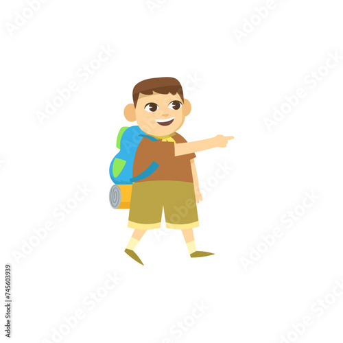 set of children's scout day poses cartoon