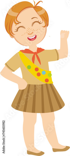 set of children's scout day poses cartoon