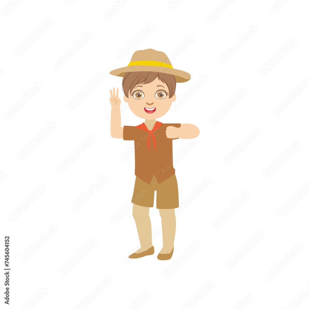 set of children's scout day poses cartoon