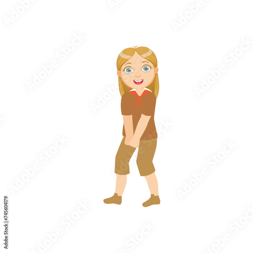 set of children's scout day poses cartoon