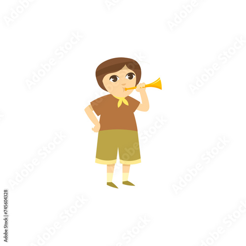 set of children's scout day poses cartoon