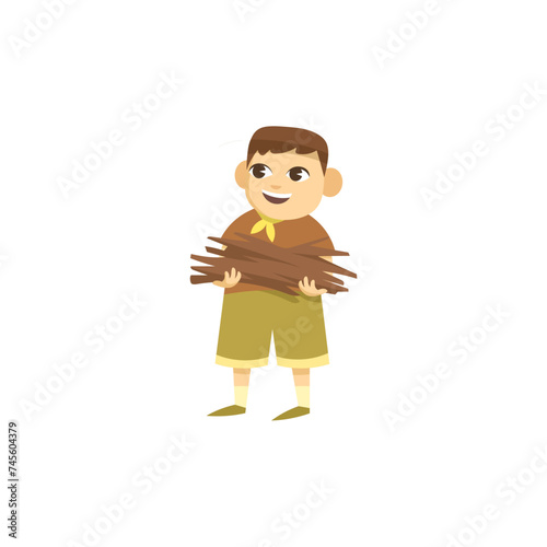 set of children's scout day poses cartoon