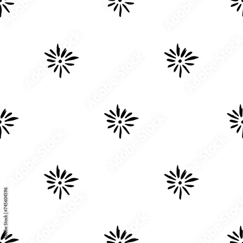 Simple floral vector seamless pattern. Black and white geometric background. For printing on fabric, textiles, clothing, men's shirt.