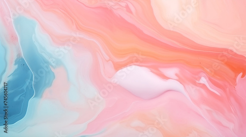 Abstract watercolor paint background by teal color peach and pink with liquid fluid texture for background  banner