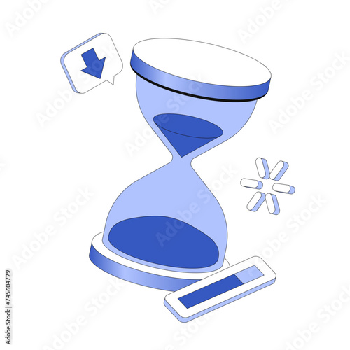 Waiting, downloading with hourglass