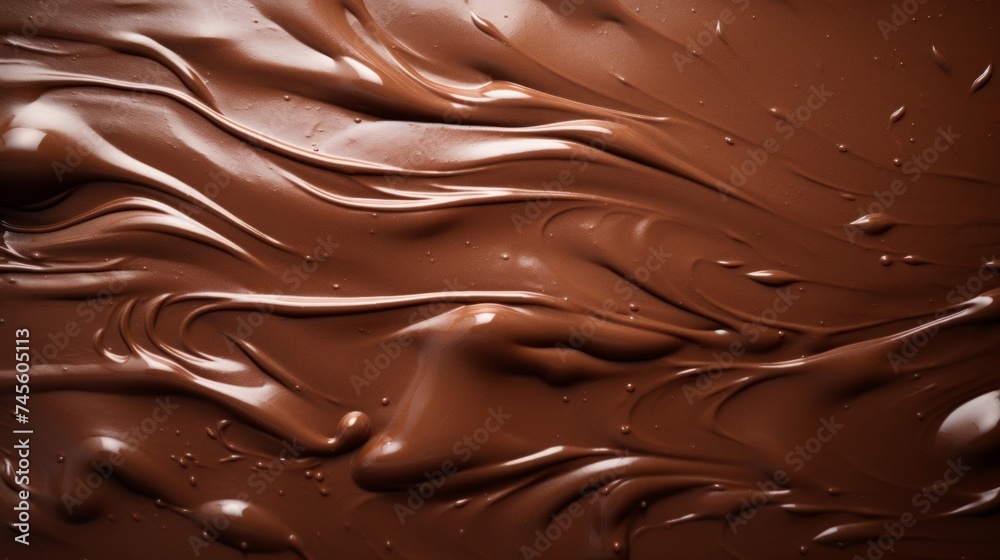 Swirls of chocolate cream as a background. Hot chocolate.