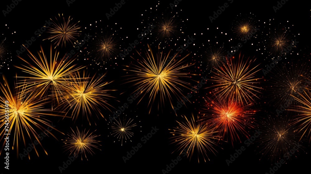 Festive firework salute burst isolated on a black background.