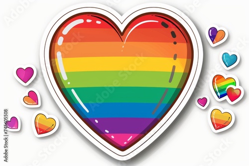 LGBTQ Sticker intense love design. Rainbow support motive unique sticker diversity Flag illustration. Colored lgbt parade demonstration pride support groups. Gender speech and rights exhibition