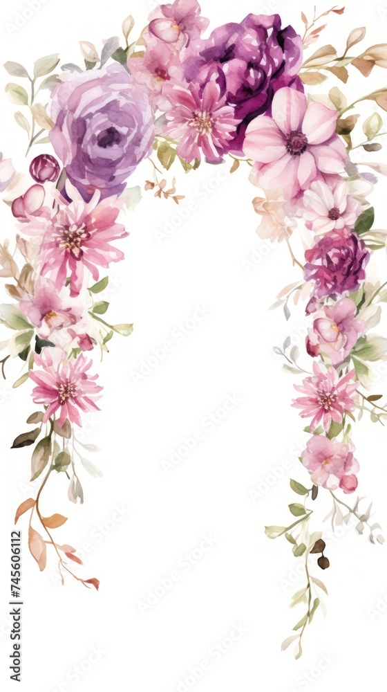 Arrangement of beautiful flowers in a large arch