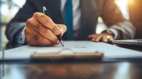 Close up business man signing contract making a deal, classic business