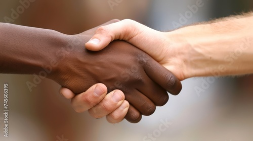 Handshake between diverse individuals  concept of unity and partnership