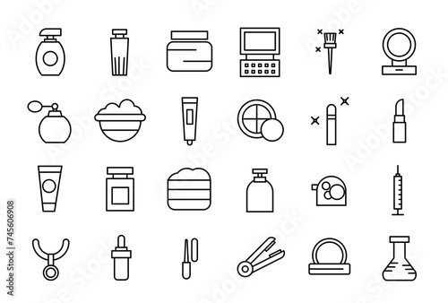 Cosmetics and beauty icons set. Set of decorative cosmetics skin and face care vector icons collection.