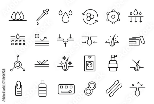 Cosmetics and beauty icons set. Set of decorative cosmetics skin and face care vector icons collection.