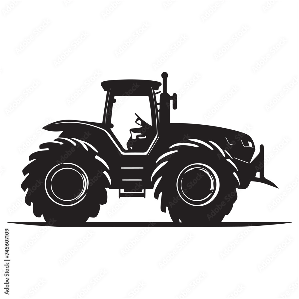 Black Tractor Silhouette: Nostalgic Farming Charm Rural Agriculture ...